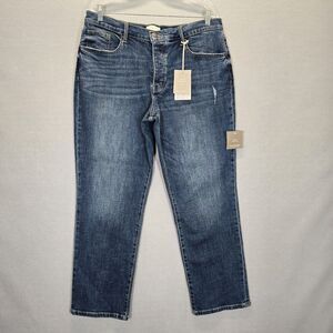 Oliver Logan Ludlow Mid Rise Relaxed Button Fly Distress Womens Jeans Size 14/32